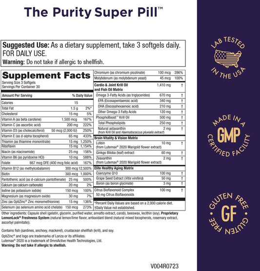 Purity Products Purity Super Pill Elite Multi + Krill Oil + Fish Oil -