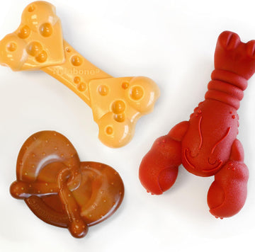 Nylabone Power Chew Dog Chew Toy Pack Bundle - Fun & Cute Dog Toys For Aggressive Chewers, Tough Dog Toys, Lobster, Cheese, And Pretzel Shapes, Small/Regular (3 Count)