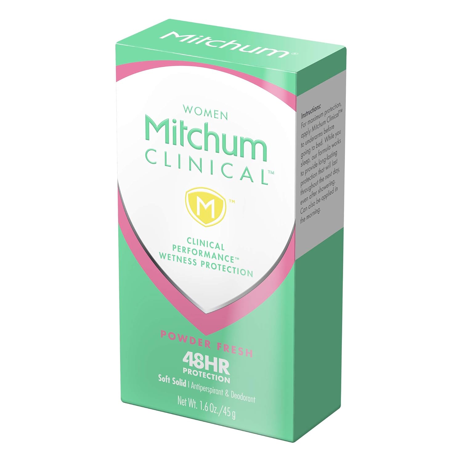 Mitchum Women's Deodorant, Clinical, Soft, Solid Antiperspirant Deodorant, Powder Fresh, 1.6 Oz (Pack of 1),(Package may vary) : Beauty & Personal Care