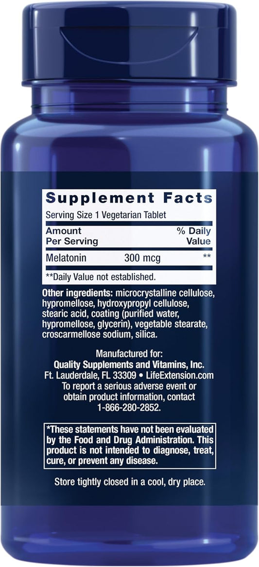 Life Extension Melatonin 6 Hour Timed Release, 300 Mcg, Extended-Release Formula For Gentle Sleep Support, Healthy Circadian Rhythms, Cellular Defense, Gluten-Free, Non-Gmo, Vegetarian, 100 Tablets