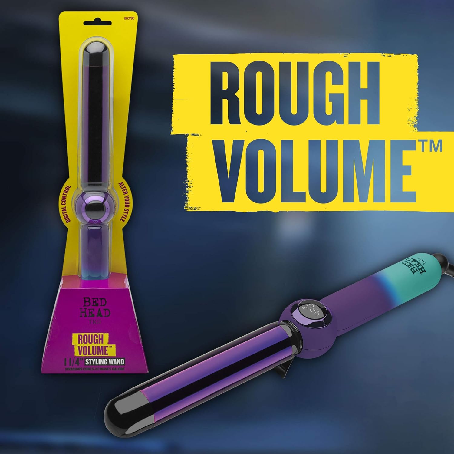 Bed Head Rough Volume Digital Hair Curling Wand | Fast Heat Up And Massive Shine, (1-1/4 In) : Beauty & Personal Care