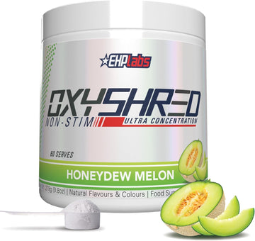 Ehp Labs Oxyshred Non Stimulant Pre Workout Powder - Stim Free Pre Workout, Caffeine Free Preworkout For Men & Women With L Glutamine & Acetyl L Carnitine - Honeydew Melon, 60 Servings