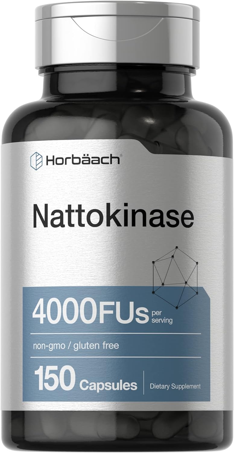 Horbäach Nattokinase Supplement 4000 FU | 150 Capsules | Non-GMO, Gluten Free