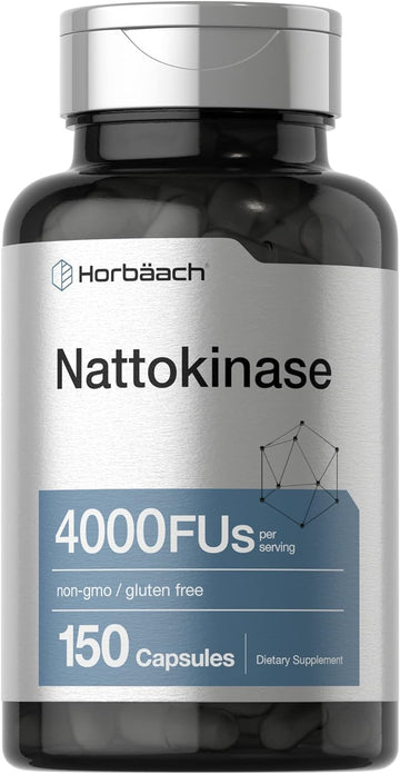 Horbäach Nattokinase Supplement 4000 FU | 150 Capsules | Non-GMO, Gluten Free