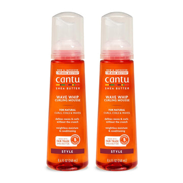 Cantu Wave Whip Curling Mousse For Natural Hair With Pure Shea Butter, 8.4 Fl Oz (Pack Of 2) (Packaging May Vary)