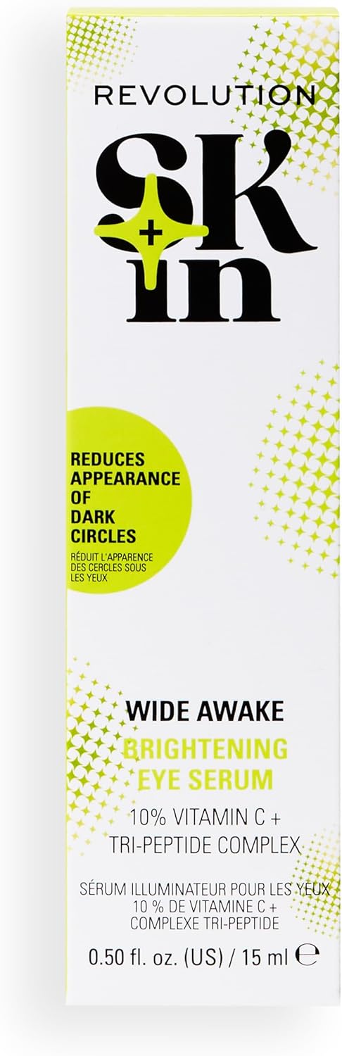 Revolution Skin, Wide Awake 10% Vitamin C & Tri-Peptide Brightening Eye Serum, Creates Radiant Under-Eyes, Vegan & Cruelty-Free, 15ml : Amazon.co.uk: Beauty