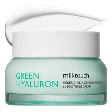 Milktouch Green Hyaluron 6-Second Soothing Cream - Hydrating Gel Moisturizer For Sensitive, Dry, Oily Skin - Reduces Redness, Irritation, Fine Lines - Centella Asiatica & Hyaluronic Acid 1.69 Fl Oz