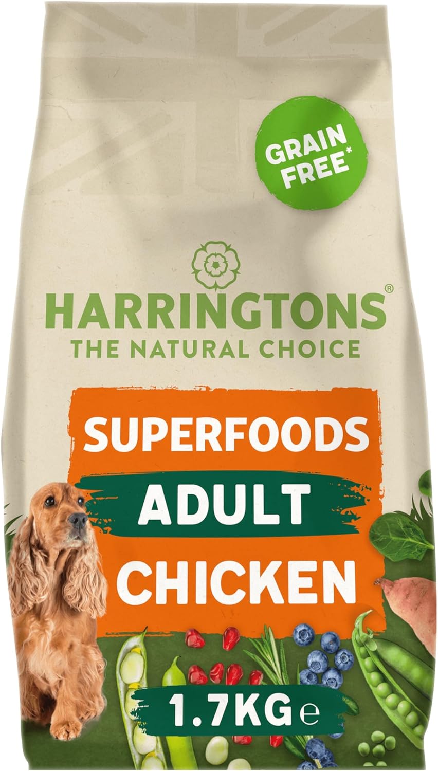 Harringtons Superfoods Complete Grain Free Hypoallergenic Chicken with Veg Dry Adult Dog Food 1.7kg (Pack of 4) - Made with All Natural Ingredients?HARRGFSC-C1.7