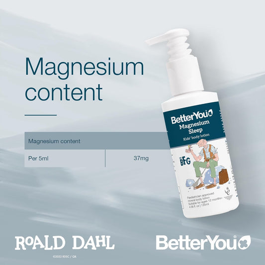Betteryou Magnesium Sleep Kids' Body Lotion, Pure Magnesium Chloride With Lavender And Chamomile Essential Oils, Paediatrician Approved, Dermatologically Tested And Suitable For Sensitive Skin