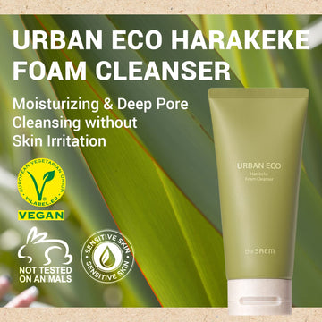 Thesaem Urban Eco Harakeke Foam Cleanser 5.07 Oz. – Vegan Moisturizing Face Wash For Dry Skin - With Harakeke Extract And Hyaluronic Acid - Deep Pore Cleansing - Texture Refinement