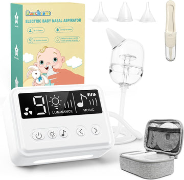 Electric Nasal Aspirator for Baby, Hospital Grade 9 Suction Baby Nose Sucker with Built-in Music & Night Light Nose Suction for Infants Babies Toddlers with Larger Snot Storage Tank A