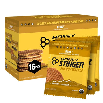 Honey Stinger Organic Honey Waffle, Energy Stroopwafel For Exercise, Endurance And Performance, Sports Nutrition For Home & Gym, Pre & During Workout, Box Of 16 Waffles, 16.96 Ounce (Pack Of 16)