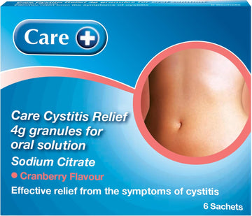 Care Cystitis Relief Granules For Oral Solution, Relieves Symptoms Of Cystitis, 48H Course, Helps Reduce Irritation When Urinating, 6 Sachets, Cranberry Flavour