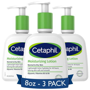 Cetaphil Body Moisturizer, Hydrating Moisturizing Lotion For All Skin Types, Suitable For Sensitive Skin, New 8 Oz Pack Of 3, Fragrance Free, Hypoallergenic, Non-Comedogenic