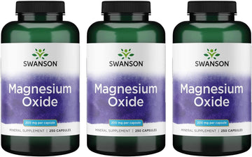 Swanson Magnesium - Mineral Supplement For Health & Wellness - Natural Support - (250 Capsules, 200Mg Each) (3 Pack)