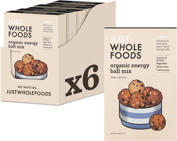 Just Wholefoods Organic Energy Ball Mix 6 X 140G | Vegan, Gluten & Dairy Free, Source Of Fibre | Ingredients To Make Up To 72 Energy Balls |