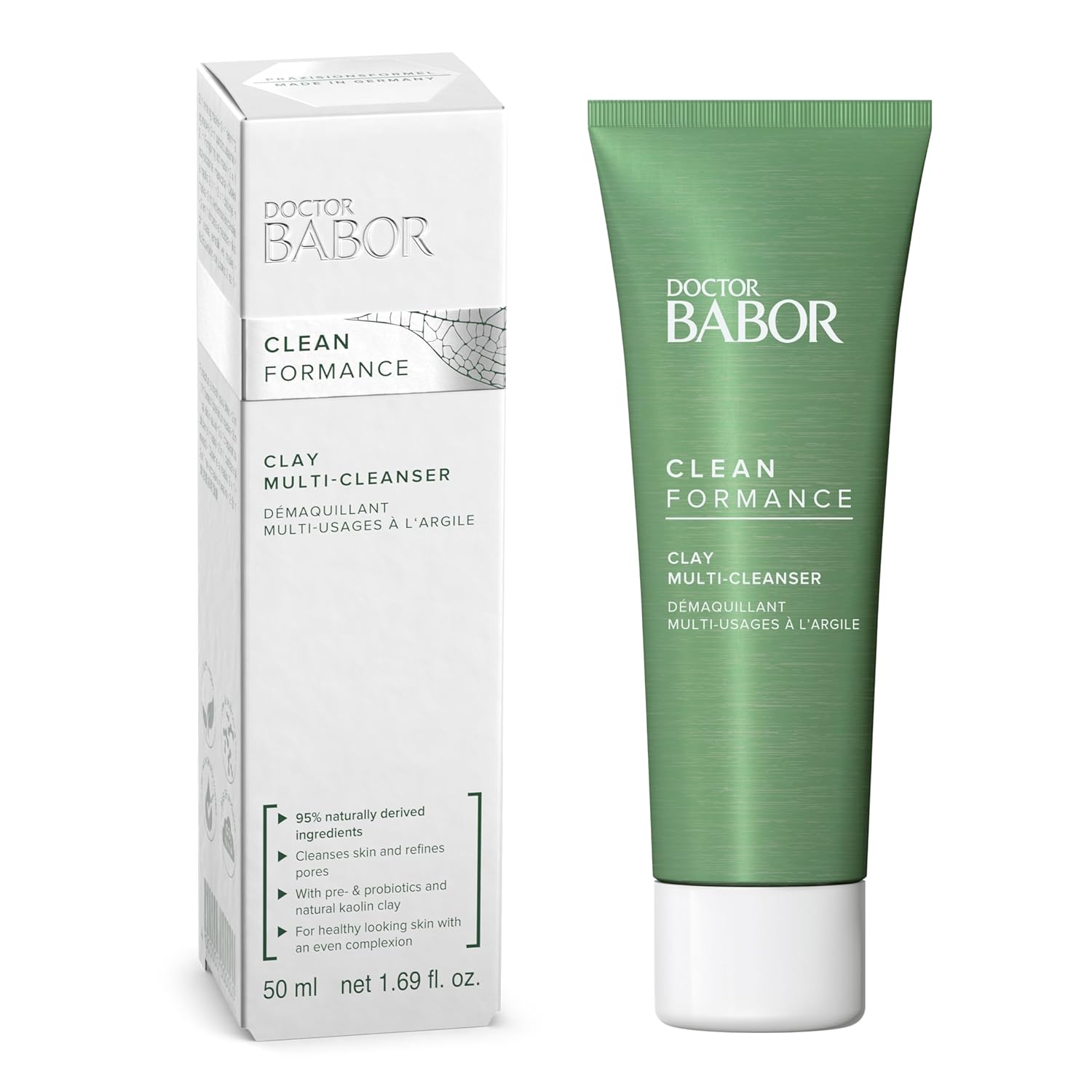 Babor Cleanformance Clay Multi-Cleanser, Removes Makeup & Impurities While Gently Cleansing, Leave On As Mask To Balance Skin And Refine Pores, Infused With Kaolin Clay & Probiotics, 1.69 Oz