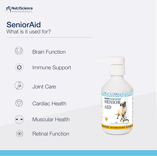 NutriScience PlaqueOff NutriScience | SeniorAid Liquid Supplement 250ml | For Elderly Dogs and Cats?FP0129