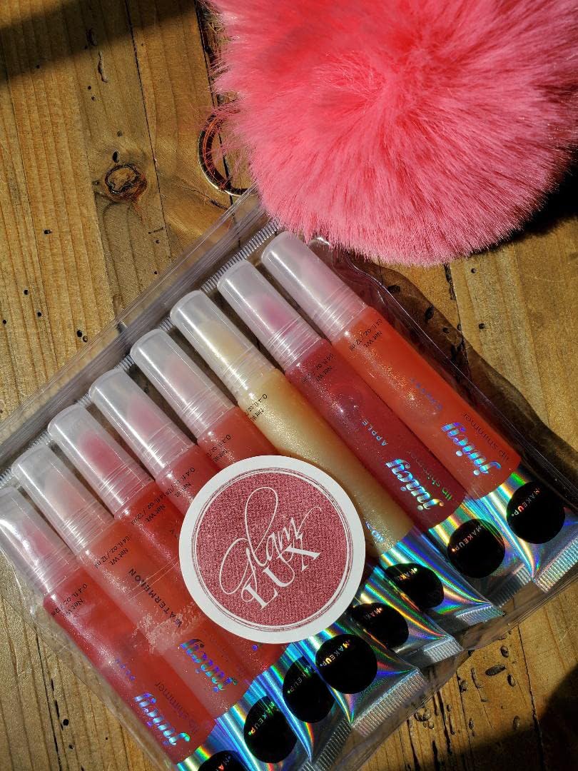 Glam Lux Juicy Lip Shimmer Lip Gloss Set Of 8 & Keychain Gifts For Aunts, Women, Girls, Teens, Moms : Beauty & Personal Care
