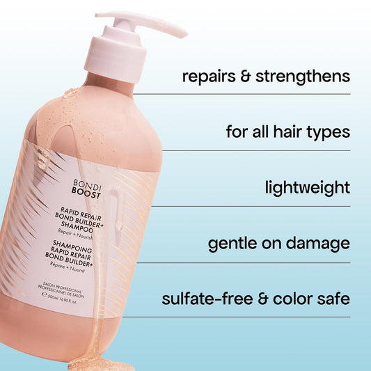 Bondiboost Rapid Repair Bond Builder + Shampoo For Damaged Hair [16.90 Fl Oz], Strengthening Formula For Restoring + Rebuilding Hair, Deep Conditioning + Nourishing Treatment For Healthier Results