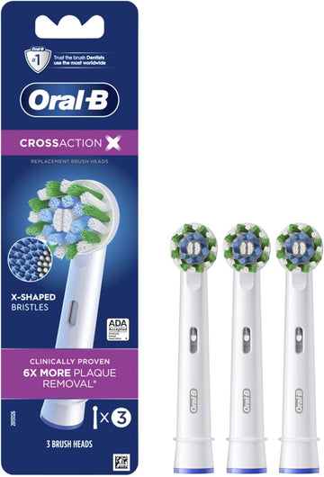 Oral-B Cross Action Replacement Brush Heads For An Oral-B Electric Toothbrush, Pack Of 3, Black