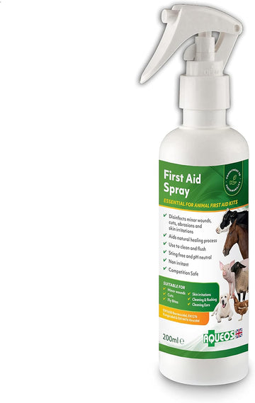Aqueos First Aid Spray – First Aid Spray For Dogs Cat All Animals Antibacterial Antiviral Antifungal Minor Wound Spray Itchy Skin Relief Skin Care Dog Antiseptic Spray First Aid Kit For Dogs | 200 Ml