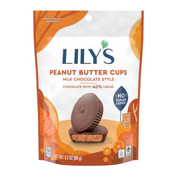 Lily'S Milk Chocolate Style Peanut Butter Cups No Sugar Added, Sweets Bags, 3.2 Oz (12 Count)