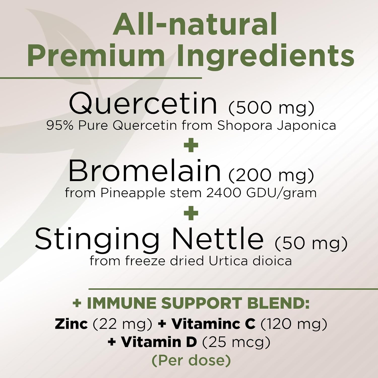 Quercetin With Vitamin C And Zinc - Nettle Quercetin - Quercetin 500Mg - Quercetin With Bromelain - Zinc Quercetin + Vitamin D3 - 120 Veggie Caps - (Non-Gmo, Gluten-Free, Vegan) - 2 Month Supply : Health & Household