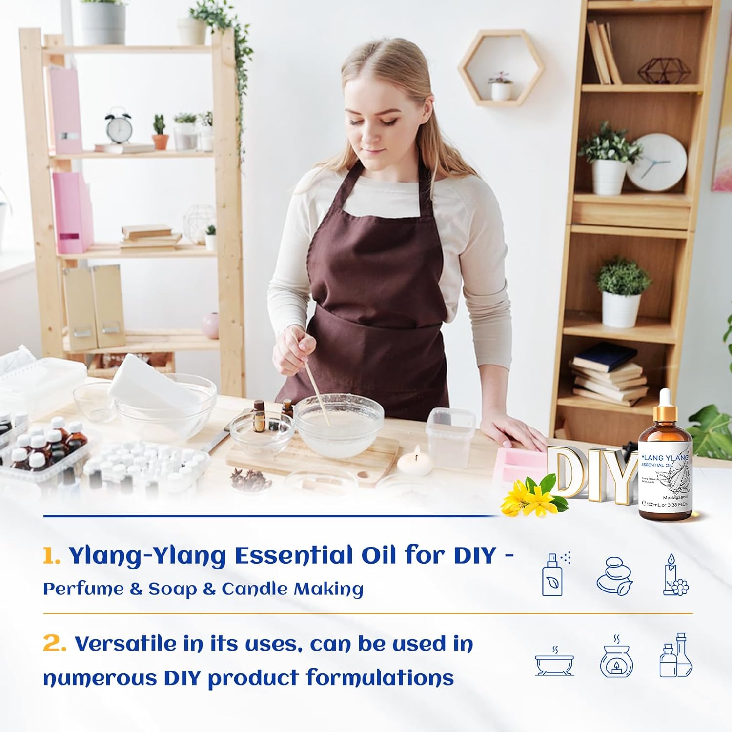 HIQILI Ylang-Ylang Essential Oil,100% Pure Natural Premium Quality Ylang Ylang Oil for Diffuser - 3.38 Fl Oz : Health & Household