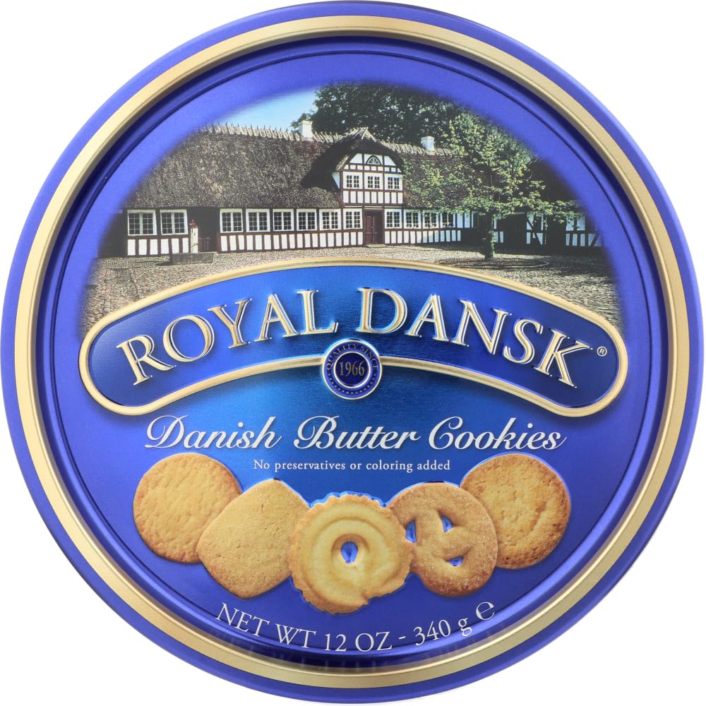Royal Dansk 40635 Danish Butter Cookies, Reusable Tin, 12 Oz