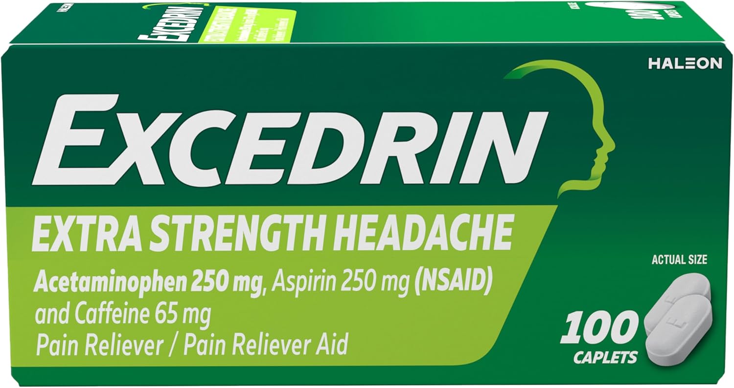 Excedrin Extra Strength Pain Relief Caplets – Headache Relief – 100 Count