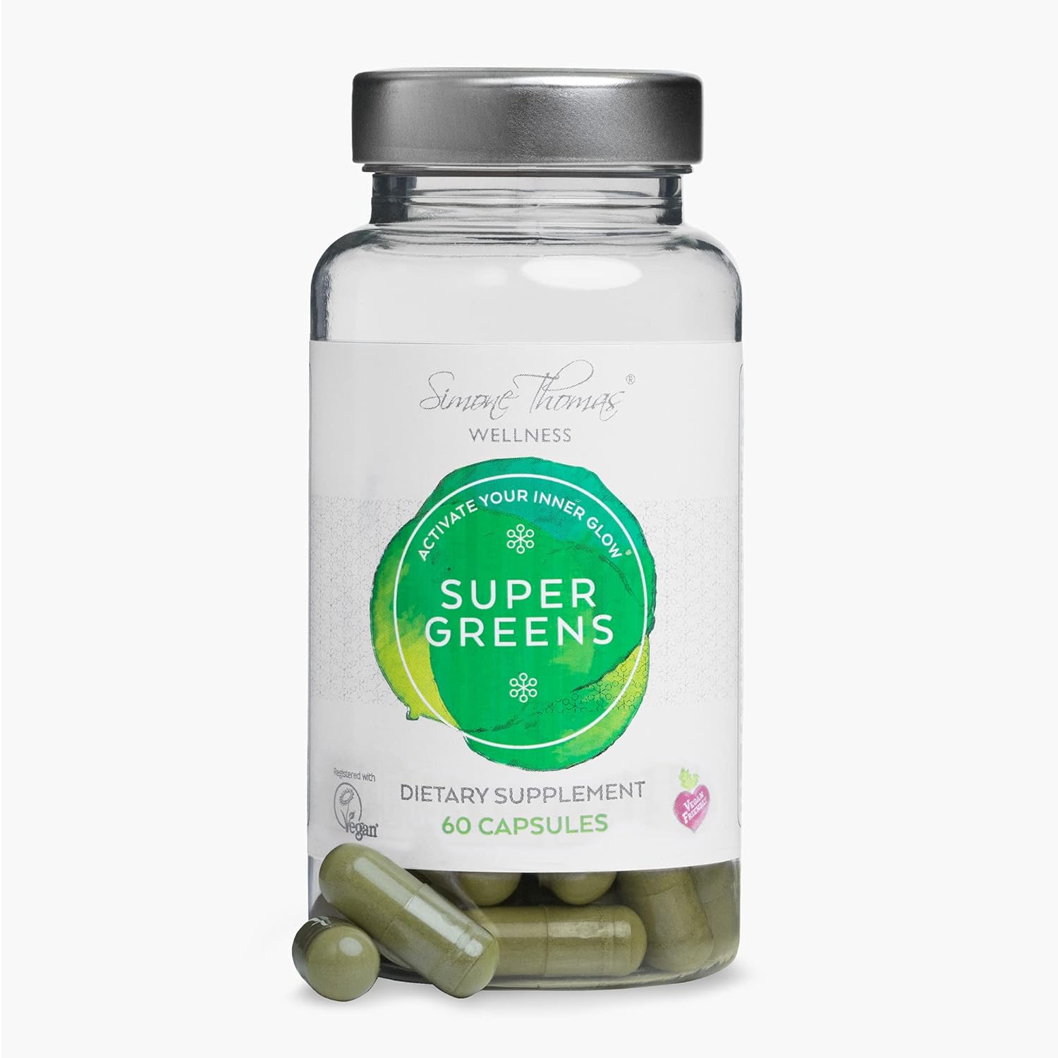 Simone Thomas Wellness Super Greens Hair, Skin & Immune System Supplements | Organic Supplements | Supplement With Vitamins For Hair, Digestion, And Immune System (60 Capsules)