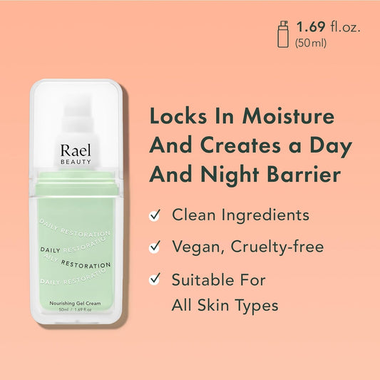 Rael Skin Care, Face Moisturizer - Moisturizer for Face, Nourishing Gel Cream, Korean Skincare, All Skin Types, Hyaluronic Acid & Sunflower Seed Oil, Hydrating, Lightweight, Cruelty Free (1.69 oz)