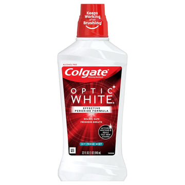 Colgate Optic White Whitening Mouthwash, Fresh Mint - 946Ml, 32 Fluid Ounce (3 Pack)