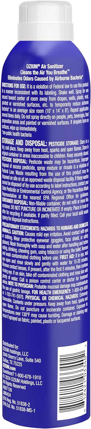 Ozium 8 Oz. Air Sanitizer & Odor Eliminator for Homes, Cars, Offices and More, Country Fresh, Pack of 1