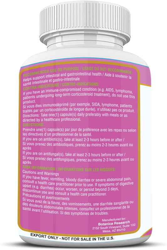 Probiotics All Natural Health Supplement For Women And Men With Lactic Acid Bacteria For Gut, Yeast Support 60 Oral Flora Capsules For Daily Use. Made In America By Botanica Research