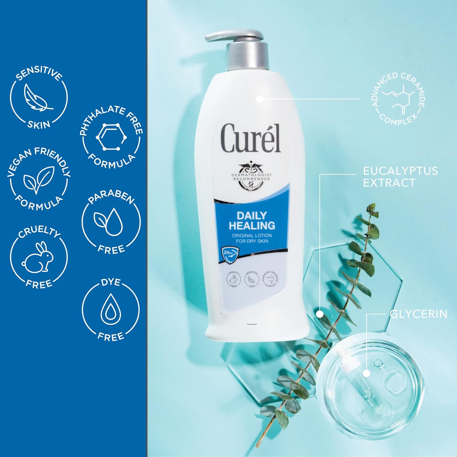 Curel Daily Healing Body Lotion for Dry Skin, Hand and Moisturizer Repairs Skin Retains Moisture, with Advanced Ceramides Complex, 20 Ounce : Beauty Products : Beauty & Personal Care