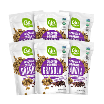 Go Raw Organic Sprouted Raisin Crunch Granola, 8 Oz, 6 Pack, Keto, Kosher