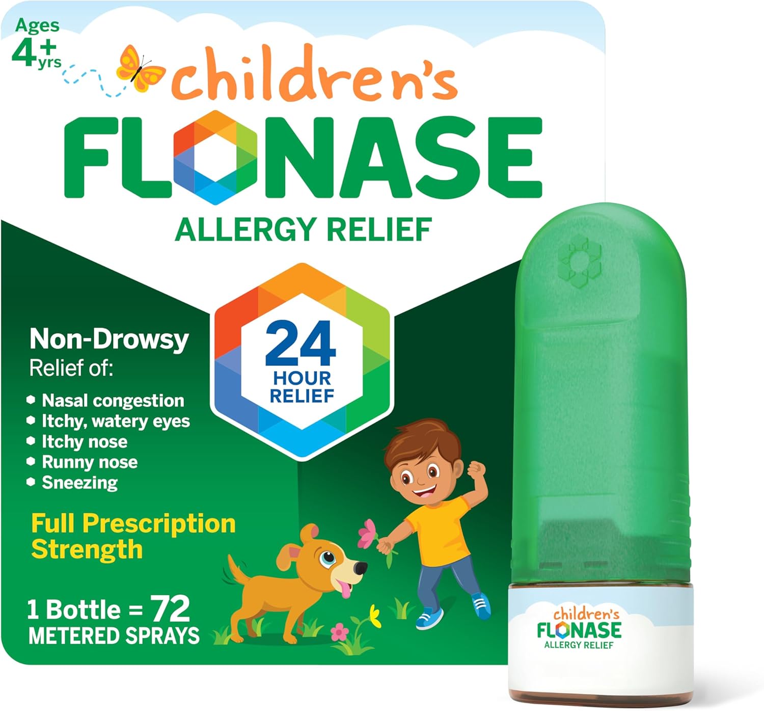 Flonase Children’S Allergy Relief Nasal Spray, 24-Hour Non-Drowsy Multi-Symptom Relief – 72 Sprays