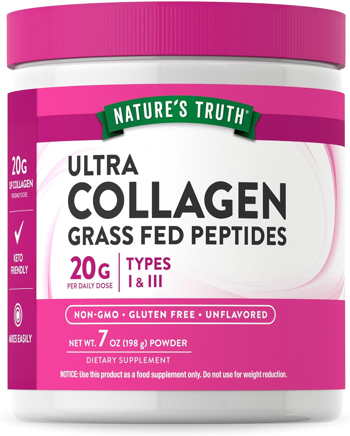 Nature'S Truth Collagen Powder | 7 Oz | Type I And Iii | Grass Fed, Paleo And Keto Friendly Collagen Peptides | Unflavored | Non-Gmo And Gluten Free Supplement