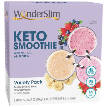 Wonderslim Keto Smoothie With C8 Mct Oil, Variety Pack, Low Carb, No Sugar, Gluten Free (7Ct)