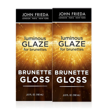 John Frieda Brilliant Brunette Luminous Hair Glaze, Color Enhancing Glaze, Designed To Fill Damaged Areas For Smooth, Glossy Brown Color, 6.5 Oz (Pack Of 2)