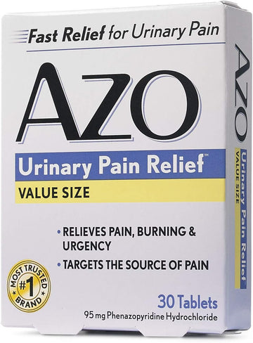 Azo Urinary Pain Relief, Dietary Supplement, Contains 95 Mg Phenazopyridine Hydrochloride The #1 Ingredient Prescribed By Doctors Pharmacists Specifically For Urinary Discomfort†, 30 Count