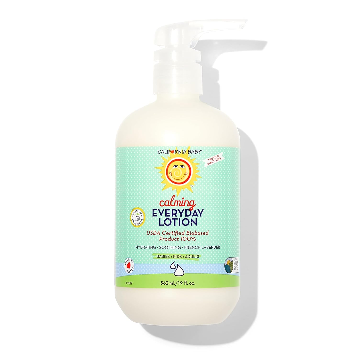 California Baby Calming Lotion | 100% Plant-Based | Soothing Baby Lotion for Sensitive Skin | Lavender Kids Lotion | Allergy Friendly | Organic Calendula + Aloe Vera | 562 mL / 19 fl. oz