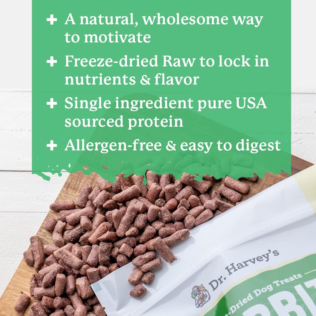 Dr. Harvey's Rabbit Bites Freeze Dried Dog Training Treats with Rabbit Meat for Dogs, 7 Ounces (1 Pack) : Pet Supplies