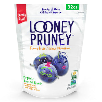 Looney Pruney Organic Pitted Dried Prunes For The Entire Family | Always California-Grown | Kosher | No Added Sugar & No Preservatives (32 Oz)