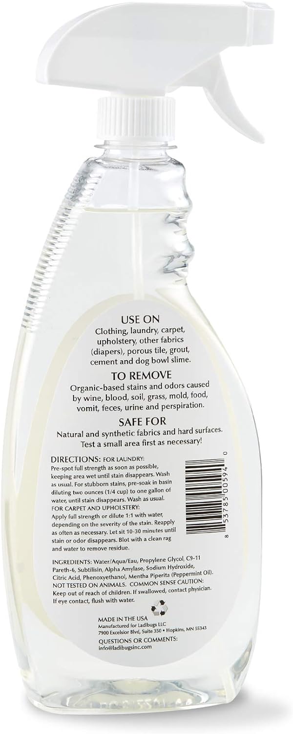 LADIBUGS Natural Enzyme Stain & All Gone Spot Remover Spray, 22oz | Eliminate Tough Stains & Odors | Non-Toxic & Biodegradable Formula : Health & Household