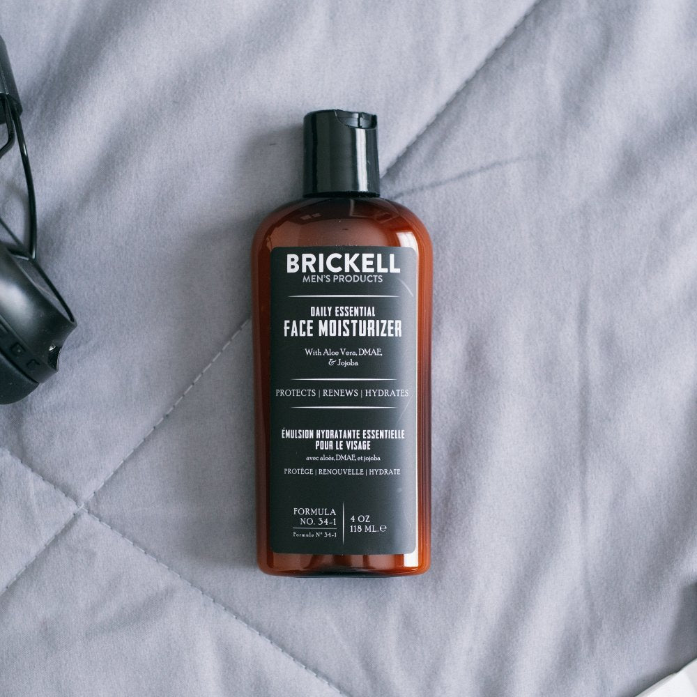 Brickell Men's Daily Essential Face Moisturizer for Men, Natural and Organic Fast-Absorbing Face Lotion with Hyaluronic Acid, Green Tea, and Jojoba, 4 Ounce, Scented : Beauty & Personal Care