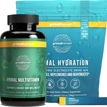 Primal Harvest Multivitamin & Hydration Powder Supplements For Men, Bundle