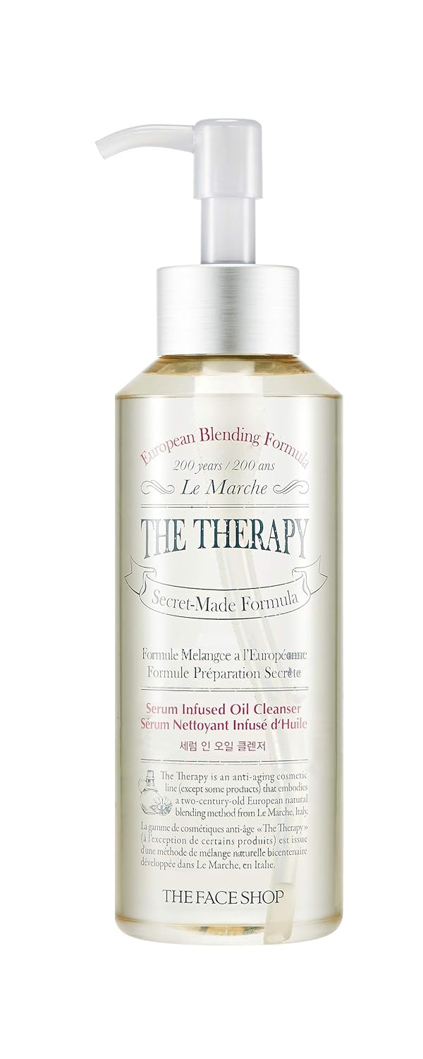 The Face Shop The Therapy Serum Infused Oil Cleanser | Deep Moisturizing Gel-Oil Cleanser For Thoroughly Soft Foam Cleansing | Leave Skin Hydrated & Comfortable | 7.6 Fl. Oz,K-Beauty